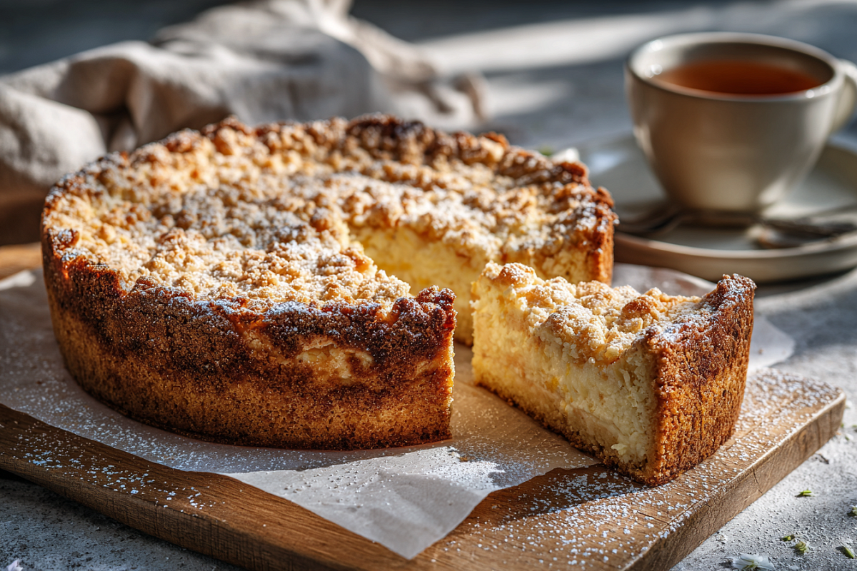 Нежный творожный пирог с хрустящей крошкой – готов за 45 минут,  тает во рту