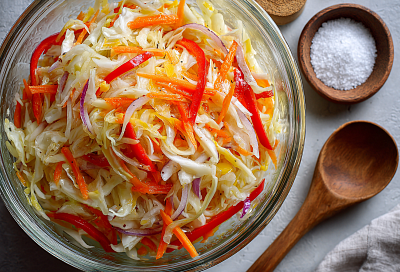 Маринованная капуста за одну ночь – хрустящая, яркая, домашние от нее в восторге