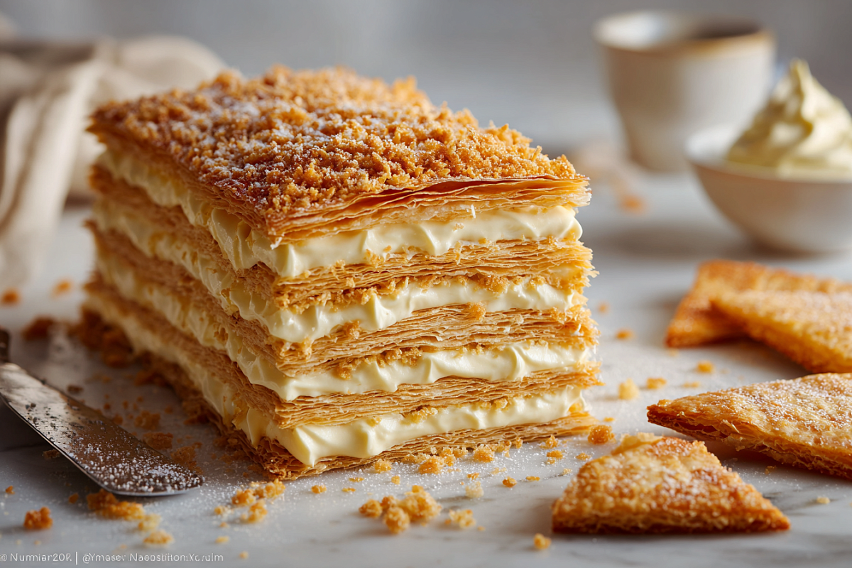 Ленивый Наполеон из 4 ингредиентов за 15 минут: хрустящие коржи и нежнейший крем, тает во рту с первого кусочка