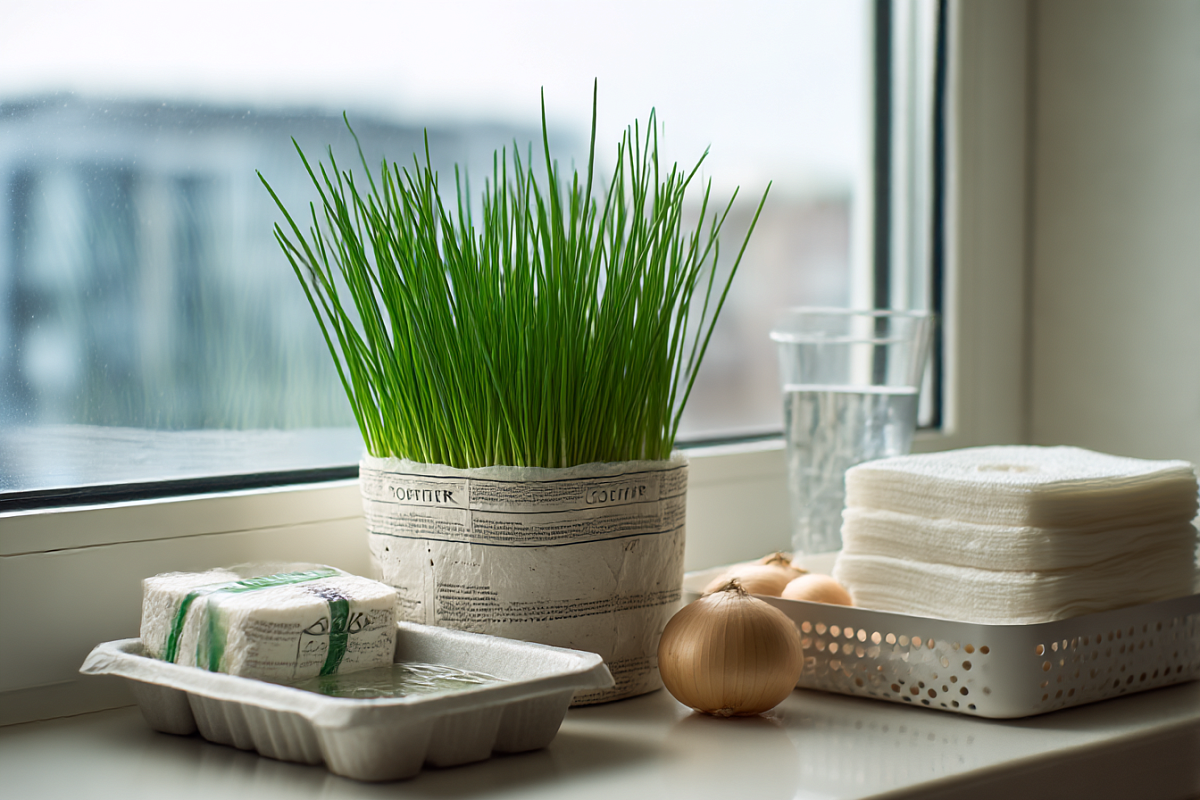 Зелёный лук зимой без земли: простой способ на подоконнике