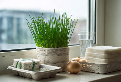 Зелёный лук зимой без земли: простой способ на подоконнике