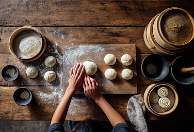 Паровые булочки из одного теста: сразу три вида