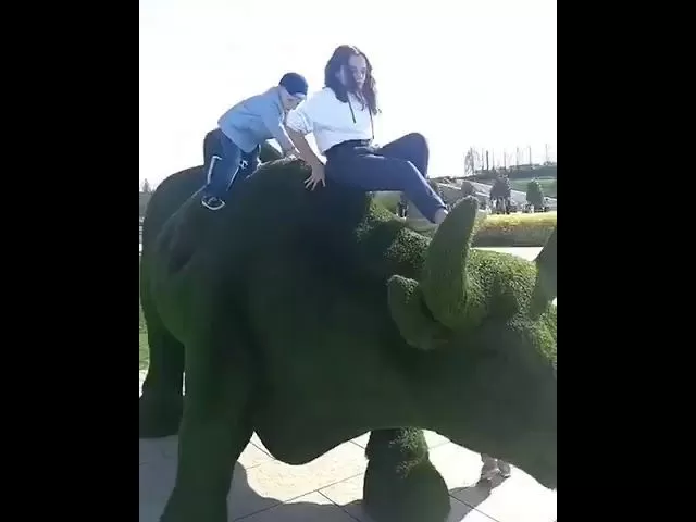 Отдыхающие «атакуют» фигуру быка в парке «Краснодар»