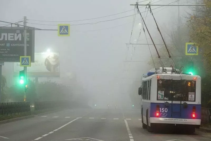 Густой туман окутал Краснодар 1 января